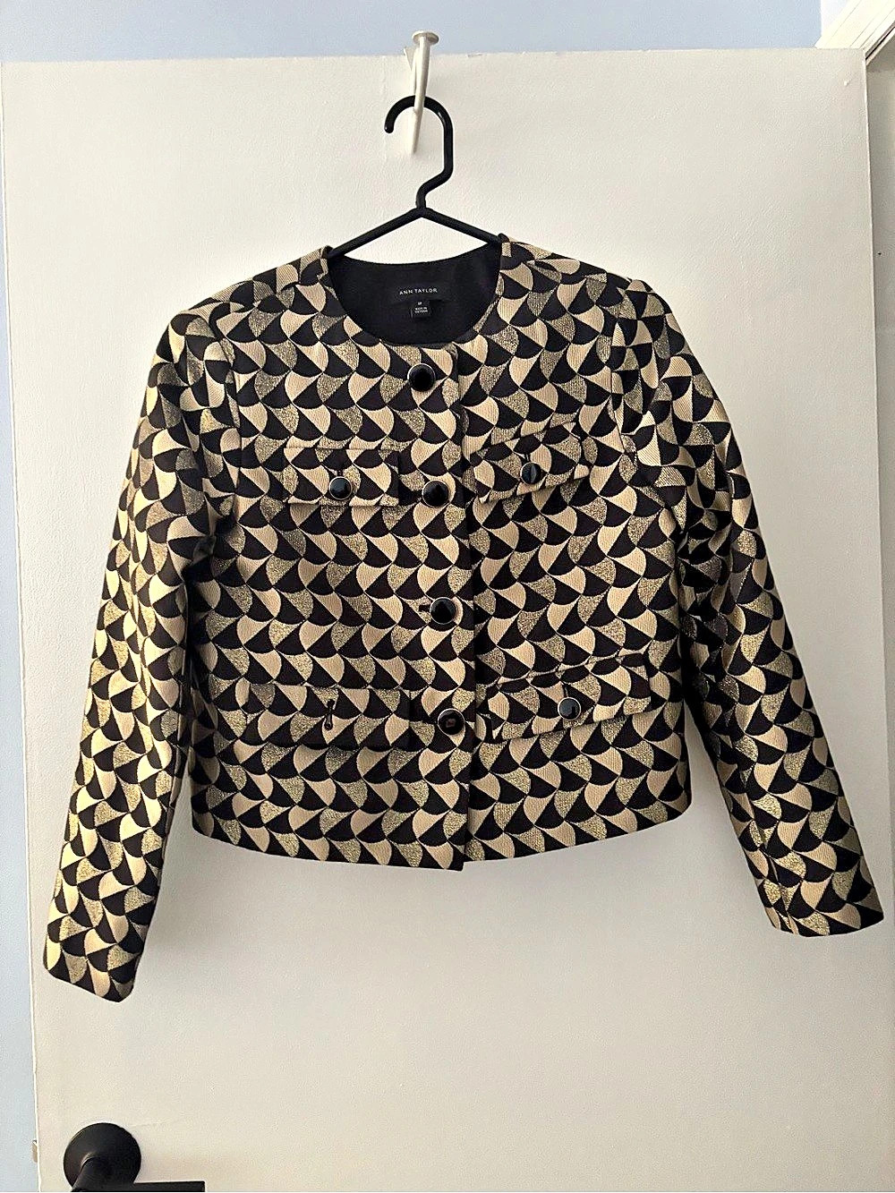 Ann Taylor Women's Geometric Jacket Black & Gold